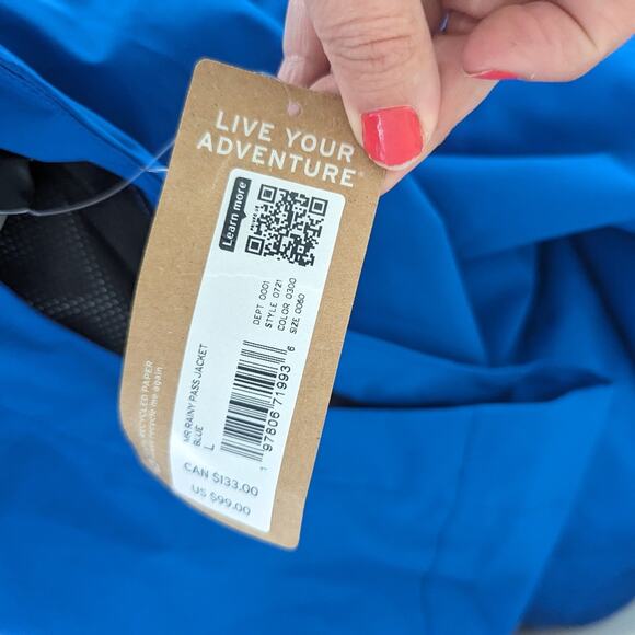 NEW Men's Eddie Bauer Royal Blue Hooded Jacket Large Outdoors TWO SPOTS - Picture 7 of 7